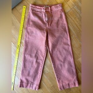 Madewell Women's High rise Wide leg Cropped Pink Jeans